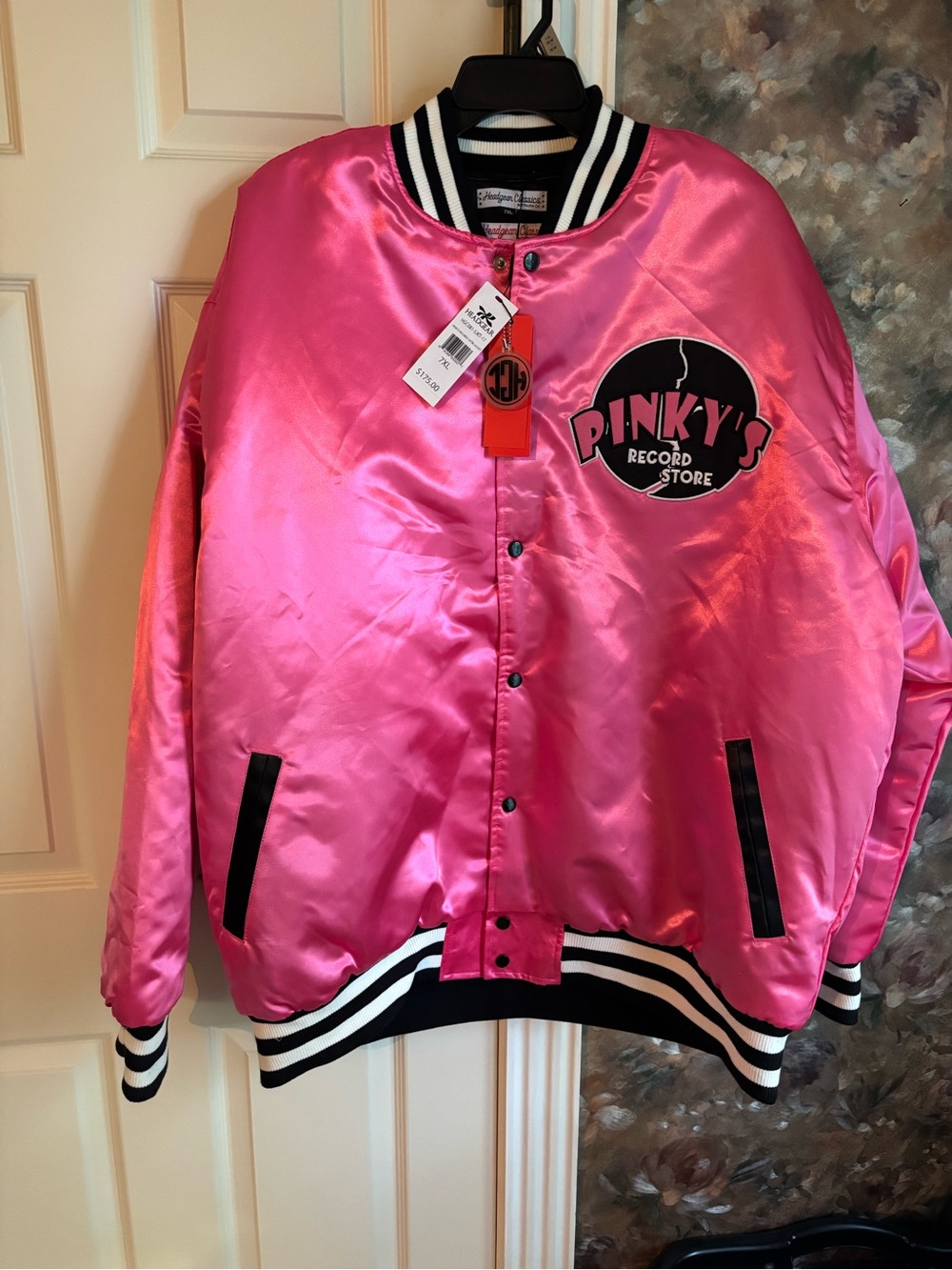 Pinky's Record Store Pink Satin Bomber Jacket - Men’s 7X fits like 3X